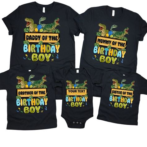 https://bellacustomtshirts.etsy.com/listing/1733165019 Dinosaur Shirts, Birthday T Shirts, Dinosaur Shirt, Info Design, Birthday Party Shirt, Dinosaur Birthday, Birthday Shirt, Family Matching, Party Shirts