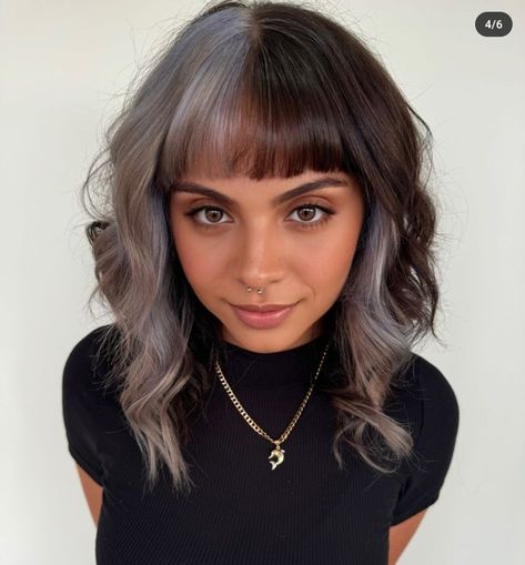 Brown Split Dye Hair, Brown Split Dye, Split Dye Hair, Split Dye, Split Dyed Hair, Split Hair, Hair Inspo Color, Silver Hair, Dyed Hair