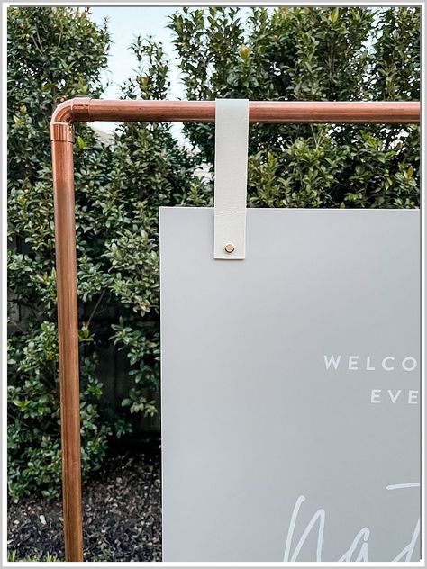 Create a storybook entrance with a beautifully written wedding welcome sign from Amazon. Copper Stand Wedding Sign, Copper Sign Stand, Copper Wedding Sign, Venue Plans, Hanging Seating Chart, Reception Poster, Hanging Welcome Sign, Copper Stand, Weathered Oak Stain