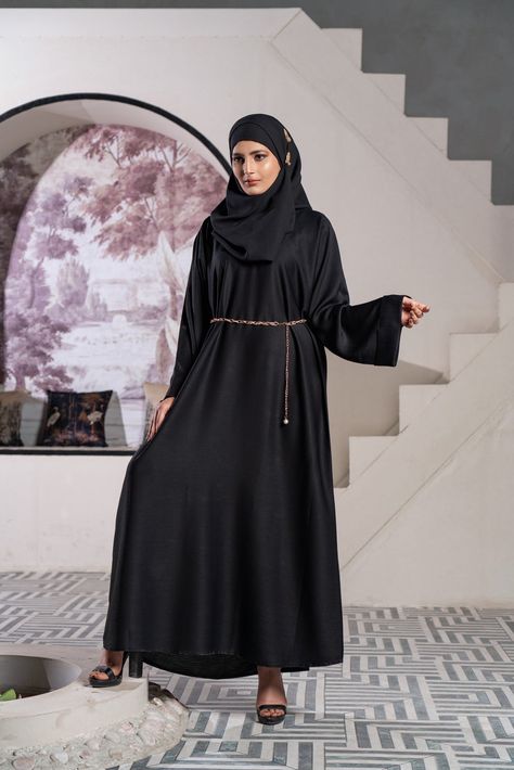 abaya, dress, black abaya, belt abaya, abaya with belt Silk Abaya, Closed Abaya, Abaya Collection, Flowing Sleeves, Black Abaya, Satin Silk, Minimalist Aesthetic, Sport Wear, Winter Wear