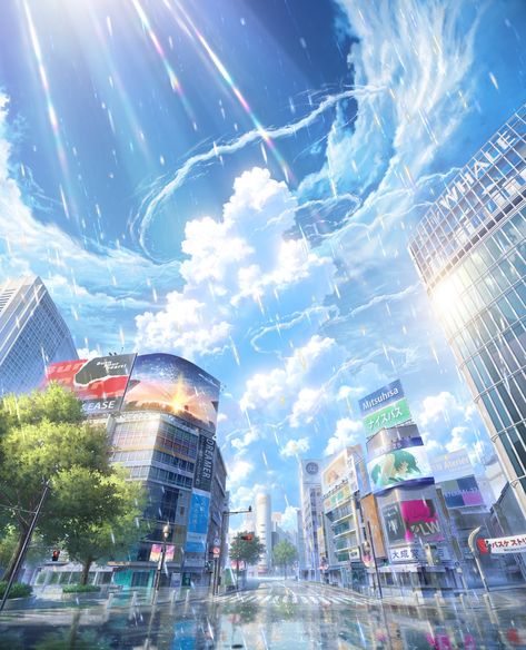 Suzume Scenery, Anime Scenery Wallpaper Landscapes, Anime City Background, Anime Backgrounds Aesthetic Landscape, Anime City Wallpaper, Suzume Wallpaper, Urban Fantasy Art, Anime Locations, Yuumei Art