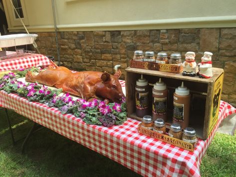 Luau Pig Roast, Pig Roast Menu Ideas, Roasted Pig Whole Wedding, Hog Roast Party Ideas, Hog Roast Party, Whole Pig Roast Wedding, Fall Pig Roast Party, Wedding Pig Roast, Spit Roast Party Ideas