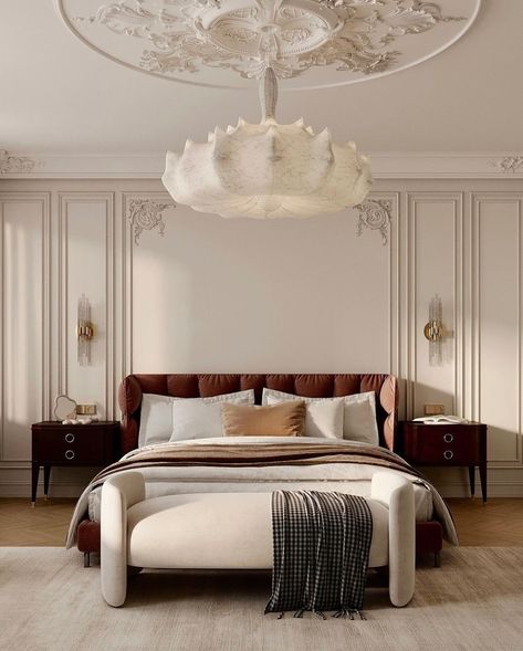 Neo Classical Bedroom, Desert Bedroom, Neoclassic Interior, Classic House Interior Design, Villa Marrakech, Neoclassical Interior Design, Luxury Bedrooms, High Ceiling Living Room, Luxury Living Room Decor