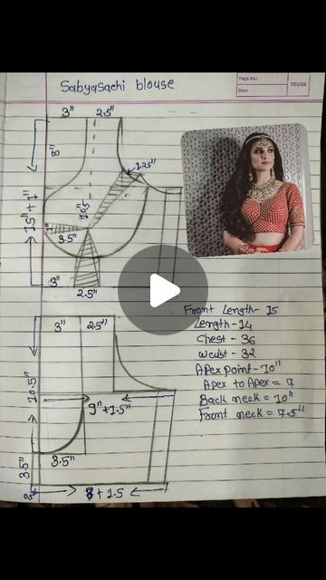 Fashion Drafting, Kurthi Necks, Sabyasachi Blouse, Simple Blouse Pattern, Blouse Drawing, Diy Lace Trim, Sari Blouses, Blouse Tutorial, Pattern Drafting Tutorials