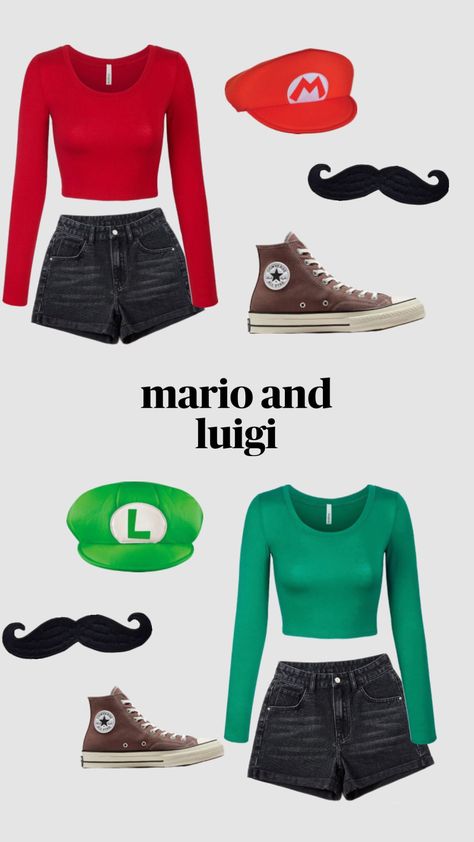 Mario And Luigi Halloween, Luigi Halloween Costume, Mario Halloween Costumes, Luigi Costume, Mario Y Luigi, Mario Costume, Mario E Luigi, Matching Halloween Costumes, Duo Costumes