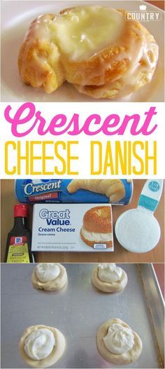 Crescent Roll Cheese, Danishes Recipe, Cheese Danishes, Cheese Danish Recipe, Danish Recipe, Crescent Recipes, Cheese Danish, Country Cook, Brownie Desserts