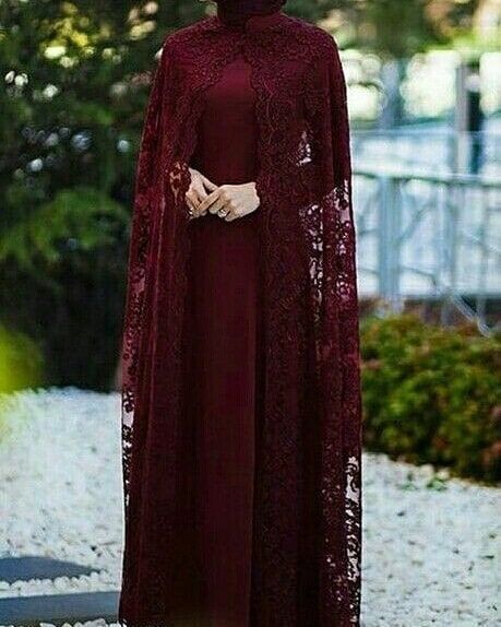 Mother Of The Bride Dresses with Long Lace Cape 2020 Long Sleeves Burgundy Muslim Caftan Women Wedding Party Dress Evening Gowns - AliExpress Mobile Hijab Dress Party, Estilo Hijab, Lace Cape, Stile Hijab, Hijab Trends, Muslim Fashion Dress, Wedding Party Dress, Abaya Designs, Hijabi Fashion