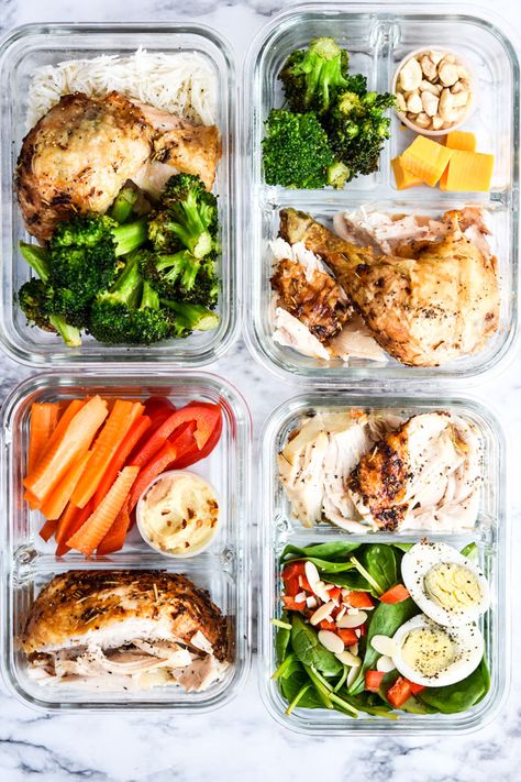 Easy Prep Lunches, Rotisserie Chicken Meal Prep, Chicken Meal Prep Ideas, Rp Strength, Meal Prep Lunches, Pre Cooked Chicken, Meal Prep Plans, Healthy Lunch Meal Prep, Cold Lunches