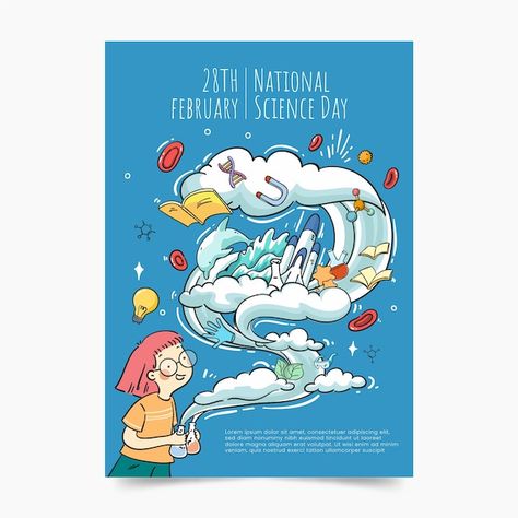 National Science Day Poster, Science Day Poster, February Science, World Meteorological Day, C V Raman, National Science Day, Science Day, Poster Template Free, World Health Day