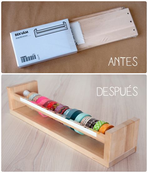 40 ways to organize with an Ikea Spice Rack - A girl and a glue gun Ikea Spice Rack Hack, Washi Tape Dispenser, Ikea Bekvam, Ikea Spice Rack, Washi Tape Storage, Diy Rangement, Ikea Ideas, Diy Laptop, Smart Tiles