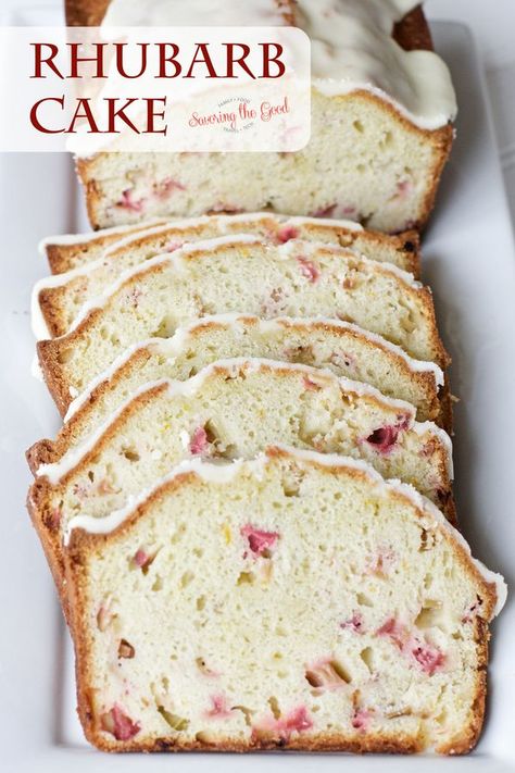 This easy rhubarb cake recipe does not have strawberries but the orange zest and orange icing bring a delicious sweetness to balance the tart rhubarb. This is sure to be a popular recipe in your rhubarb recipes collection. #rhubarbcake #rhubarbrecipe #easycakerecipe #easyrecipe #popularrecipe #rhubarbrecipes #easyrhubarbcake Fruity Deserts, Rhubarb Bread Recipe, Bakery Concept, Gf Muffins, Rhubarb Cake Recipes, Rhubarb Bread, Orange Icing, Rhubarb Desserts, Loaf Cakes