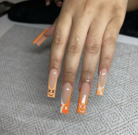 Orange Duck Nails, Orange Duck, Duck Nails, Ombre Acrylic Nails, Dope Nail Designs, Simple Acrylic Nails, Classy Acrylic Nails, Exotic Nails, Acrylic Nails Coffin Pink