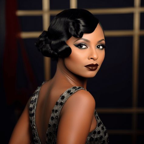 1920s Hair Styles For Black Women, 90s Female Hairstyles, 1950s Hairstyles Short, Flapper Hairstyles, Great Gatsby Hairstyles, Hair Photoshoot, Gatsby Hair, Vintage Bridal Hair, Pressed Natural Hair