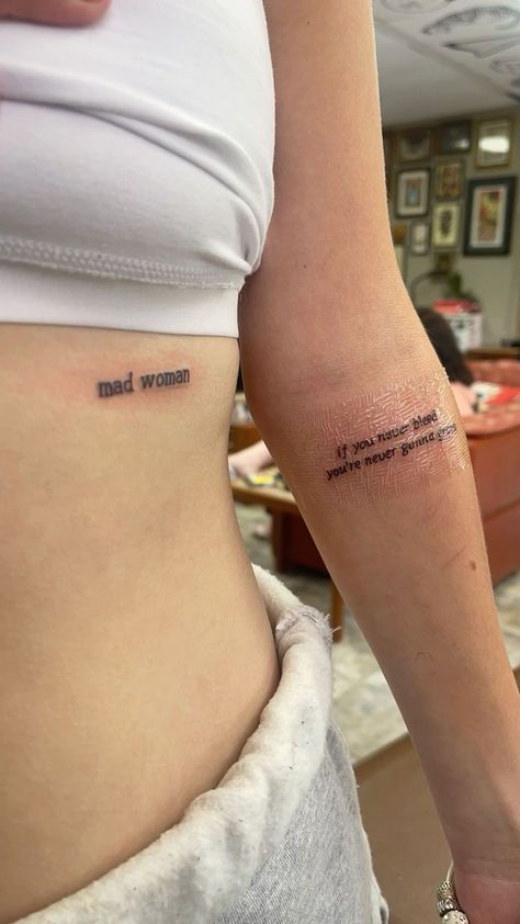 She Who Creates Herself Tattoo, Taylor Swift Wrist Tattoo, You Only Have Yourself Tattoo, What If Oh Well Tattoo, Mad Women Tattoo, Mad Woman Taylor Swift Tattoo, Taylor Swift Peace Tattoo, Tattoo Taylor Swift Lyrics, Peace Taylor Swift Tattoo