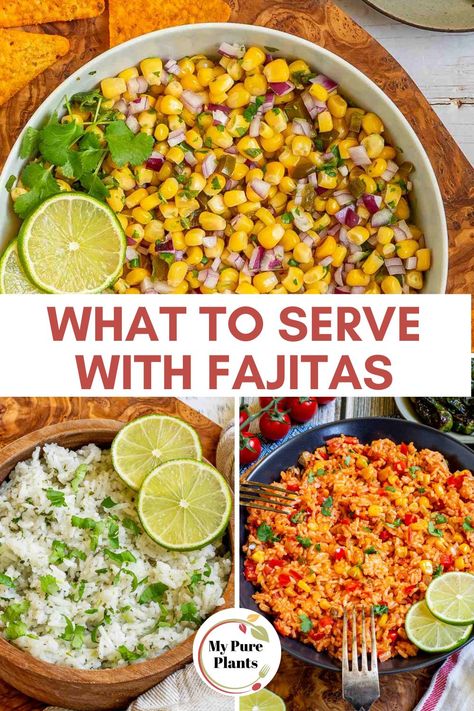 Fajitas are absolutely delicious, but have you ever wondered about what to serve with fajitas? Fortunately, the options are as endless as they are delicious! Fajita Platter Ideas, Side For Fajitas, Chicken Fajitas Side Dish, Vegetarian Fajitas Recipe, Fajita Night Party Dinners, Fajita Dinner Party Ideas, What Goes With Fajitas, What To Serve With Chicken Fajitas, Chicken Fajita Sides