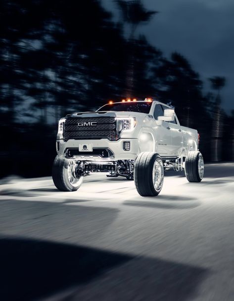 Gmc Denali Truck, Gmc Diesel, Denali Truck, Jacked Up Chevy, Jacked Up Truck, Big Ford Trucks, Country Trucks, Trucks Lifted Diesel, White Truck