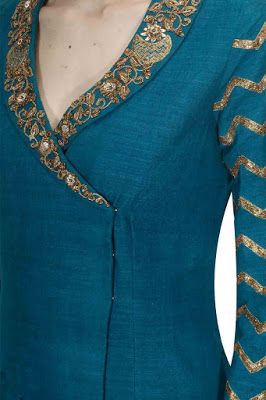 latest and stylish neck designs for girls dresses - Sari Info Dabka Embroidery, Salwar Neck Designs, Teal Blazer, Churidar Neck Designs, Churidar Designs, Simple Kurta Designs, Designer Kurti Patterns, Neck Designs For Suits, Salwar Designs