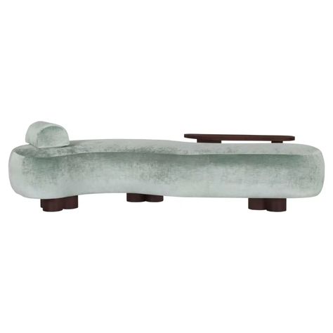 For Sale on 1stDibs - 21st century Contemporary Modern Minho Chaise longue mint green cotton velvet walnut handcrafted in Portugal - Europe by Greenapple. Minho is an extremely Long Couch, Vintage Sofas, Modern Daybed, Vintage Couch, Green Velvet Fabric, Velvet Bench, Upholstered Daybed, Sofa Material, Period Furniture