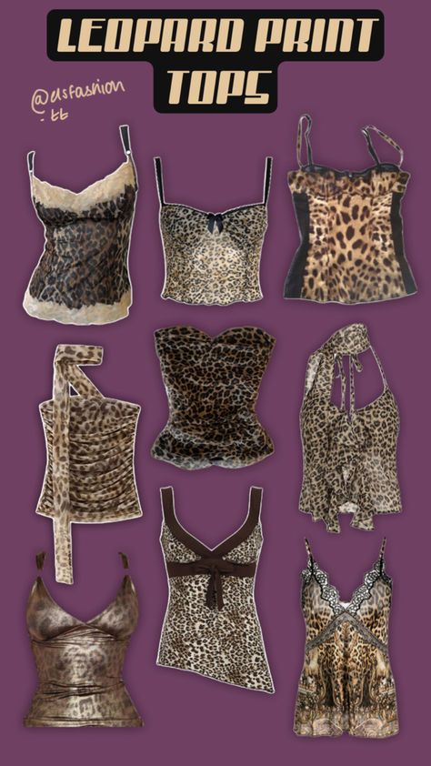 Leopard print tops , camis. Animal prints, outfit inspo Tops Outfit Ideas, Tops Outfit, Leopard Print Top, Print Tops, Leopard Print, Animal Print, Cool Outfits, Outfit Ideas, Top Outfits