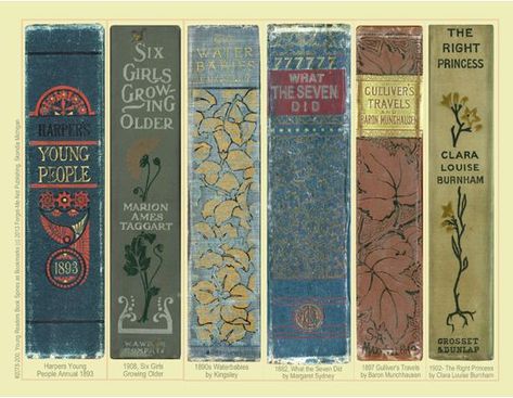 Book Spine Bookmarks, Book Spine Printable, Vintage Book Spines Printable, Vintage Bookmarks Printable, Book Spine Design, Dress Up Paper Dolls, Vintage Encyclopedia, Paper Dolls Vintage, Book Spines