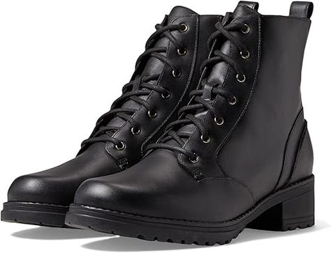 Amazon.com | Cole Haan Women's Camea Waterproof Combat Boot | Ankle & Bootie Heeled Combat Boots, Vegan Heels, Womens Combat Boots, Black Combat Boots, Cole Haan Women, Black Shoes Women, Combat Boot, Stylish Boots, Pull On Boots