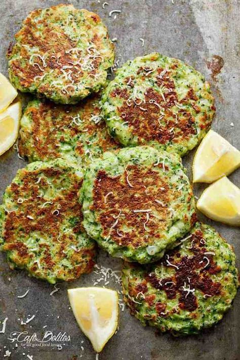 Crispy Broccoli Parmesan Fritters - Cafe Delites Best Broccoli Recipe, Broccoli Parmesan, Crispy Broccoli, Broccoli Recipes Healthy, Broccoli Fritters, Veggie Fritters, Parmesan Broccoli, Cafe Delites, Fritter Recipes