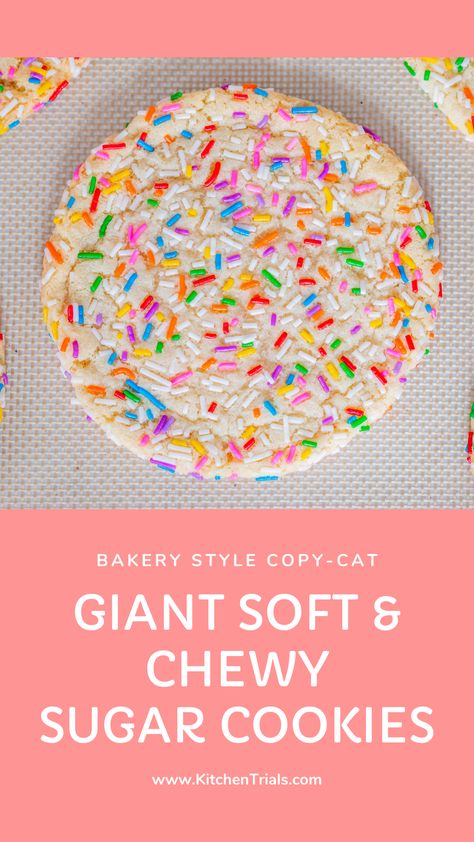 Big Sugar Cookie Recipe, Crumbl Sugar Cookie Recipe, Giant Sugar Cookie Recipe, Sugar Cookie Recipe With Sprinkles, Cottage Bakery Recipes, Giant Cookies Recipes, Big Cookies Recipes, Big Cookie Recipe, Giant Cookie Recipe