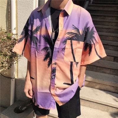 Miami Vice Party Outfit Men, Hawaiian Shirt Aesthetic, Street Cyberpunk, Boho Beach Outfit, 90s Aesthetic, Beach Shirt, Vintage Grunge, Streetwear Men Outfits, Tomboy Fashion