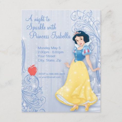 Disney Birthday Invitations, Snow White Invitations, Snow White Birthday, Princess Birthday Invitations, Snow White Party, Disney Princess Snow White, Snow White Disney, Disney Princess Birthday, Disney Invitations