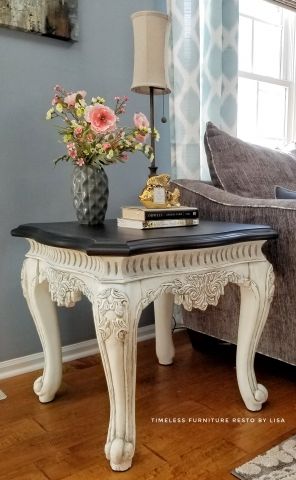 Black and White | General Finishes Painting End Tables Ideas, Painting End Tables, End Tables Ideas, Diy Table Design, Painted End Tables, End Table Makeover, End Tables Diy, Painted Bedroom Furniture, Diy End Tables