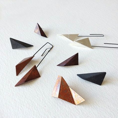 Textile Earrings, Wood Jewelery, Oxidized Silver Earrings, Earrings Triangle, Contemporary Jewelry Design, Handmade Jewelry Earrings, Wooden Bracelet, Modernist Jewelry, Earrings Geometric