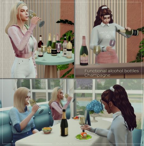 Sims 4 Champagne, Bubble Animation, Sims 4 Game Packs, Types Of Champagne, Alcohol Bottles, Sims 4 Mods Clothes, Sims 4 Build, Sims 4 Game, Champagne Bottles