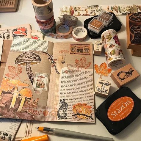 Autumn Love, Bullet Journal Aesthetic, Glue Book, Mixed Media Journal, Art Journal Therapy, Bullet Journal Art, Journal Aesthetic, Creative Journal, Vintage Journal