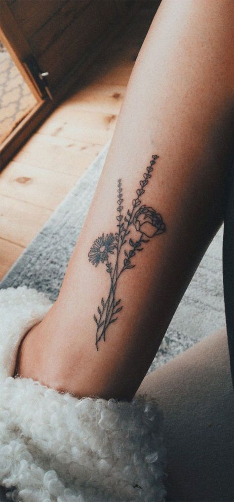 Birth Floral Tattoo, Beauty To Ashes Tattoo, Memorial Writing Tattoo, Mum Of 3 Tattoo, September Birth Month Tattoo, Pretty Tattoos Sleeve, September And November Flower Tattoo, Mums Flower Tattoo, Mums Flowers Tattoo