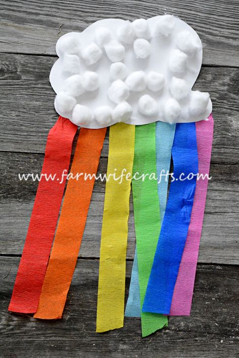 Clouds Craft, Spring Toddler Crafts, Spring Toddler, Rainbow Craft, Weather Crafts, Easy Toddler Crafts, Cloud Craft, Valentine's Day Crafts For Kids, Spring Craft