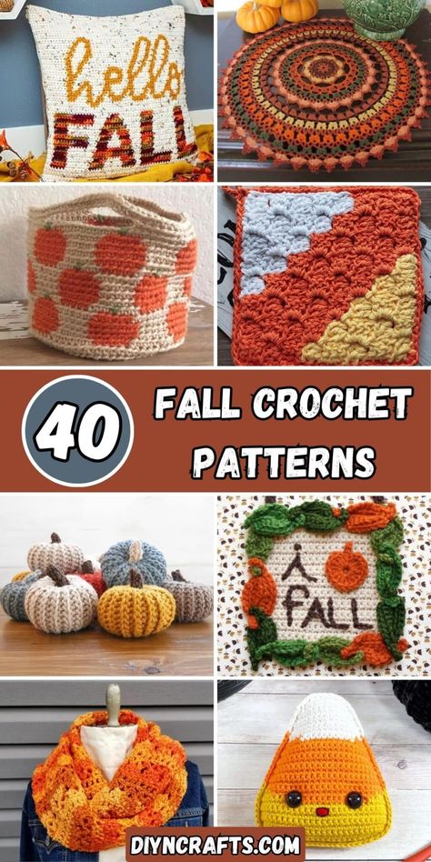 40 Fall Crochet Patterns Crochet Patterns Fall, Crochet Fall Patterns, Fall Crochet Patterns Free, Crochet Pumpkin Hat, Valentine Day Video, Bunting Pattern, Autumn Crochet, Ribbed Crochet, Crochet Patterns Free