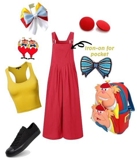 Alice in Wonderland Disneybound Outfits - AllEars.Net Alice In Wonderland Bounding, Alice In Wonderland Themed Outfits, Alice In Wonderland Disneybound, Tweedle Dee And Tweedle Dum, Magic Kingdom Outfit, Tweedle Dee Tweedle Dum, Disneybound Outfits, Tweedle Dum, Disneyland Rides