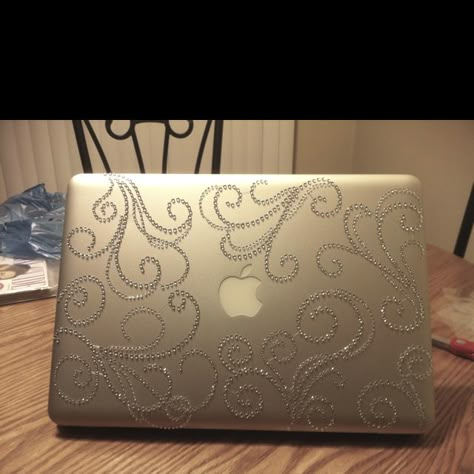 Rhinestone Macbook Case, Rhinestone Laptop Case, Bedazzled Laptop Case, Aesthetic Laptop Decor, Bedazzled Computer, Junk Macbook Case, Bedazzled Laptop, Rhinestone Laptop, Laptop Decoration Ideas