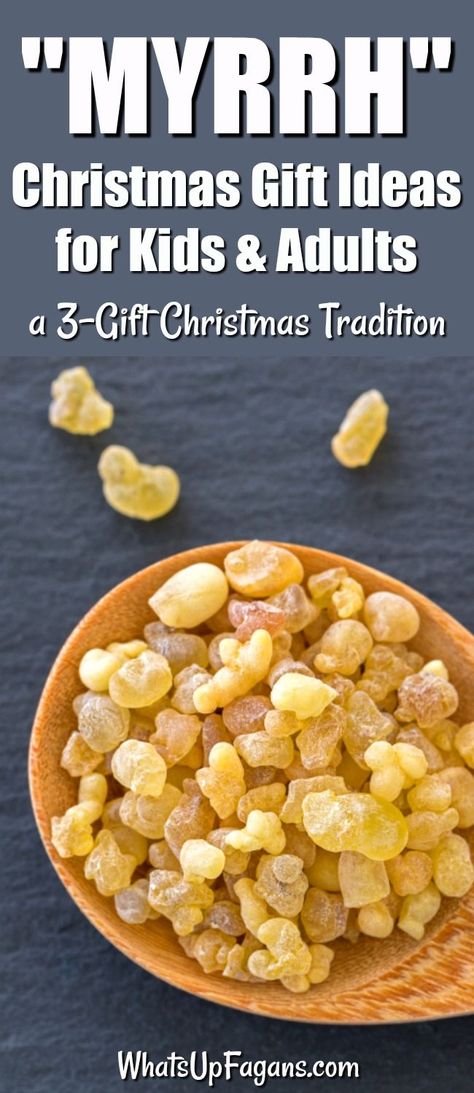 gold frankincense and myrrh Christmas gifts | 3 gift Christmas tradition rule - Give presents based on the Wise Men Gifts to Jesus #Christmas #Christmasgifts #holidays #giftideas #holidaygift Wise Men Gifts, Gold Frankincense And Myrrh, Christmas Gift Ideas For Kids, The Wise Men, Frankincense And Myrrh, Gift Ideas For Kids, Jesus Christmas, Christmas Traditions Family, Frankincense Myrrh