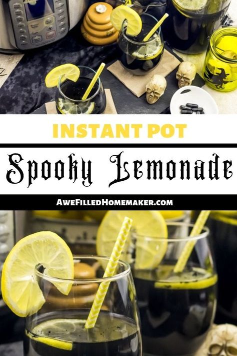 Fall and Halloween are just around the corner! This Spooktacular Instant Pot Spooky Lemonade will be a hit for the kids, doing the Monster Mash or your next Halloween bash! #InstantPot #PressureCooker #Halloween #Spooky #Lemonade #HalloweenParty #MonsterMash #DIY #Treats Instant Pot Halloween Recipes, Halloween Lemonade Stand, Spooky Lemonade, Halloween Lemonade, The Monster Mash, Healthy Drinks For Kids, Marriage Celebration, Homemade Lemonade Recipes, Halloween Punch