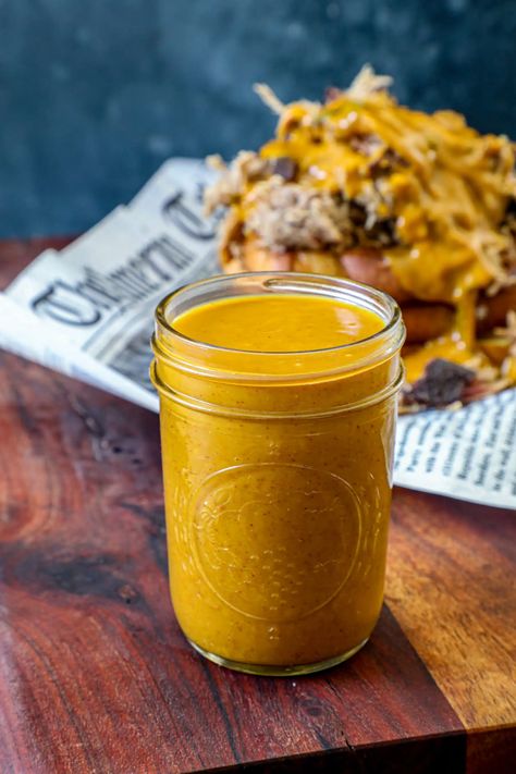 Carolina Gold BBQ Sauce Recipe - Bonappeteach Yellow Bbq Sauce Recipe, Golden Bbq Sauce, Golden Bbq Sauce Recipe, Gold Bbq Sauce Recipe, Carolina Bbq Sauce Recipe, Mustard Bbq Sauce Recipe, North Carolina Mustard Bbq Sauce, Carolina Gold Bbq Sauce Recipe, Carolina Bbq Sauce Vinegar