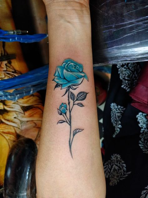 Blue Rose Tattoos For Women, Color Rose Tattoo, India Rose, Rose Tattoos For Women, Blue Rose Tattoos, Rose Tattoos, Rose Tattoo, Blue Rose, Color Tattoo