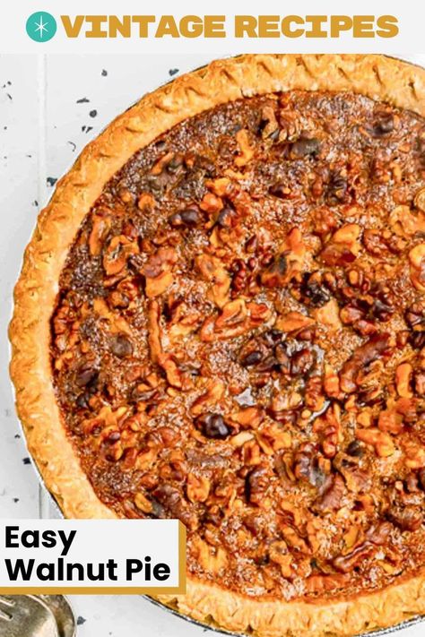 Walnut Pie Recipe Easy, Walnut Pie Recipe, Pie Recipe Easy, Classic Pecan Pie, Walnut Pie, Gooey Caramel, Easy Pie Recipes, Best Pie, Custard Pie