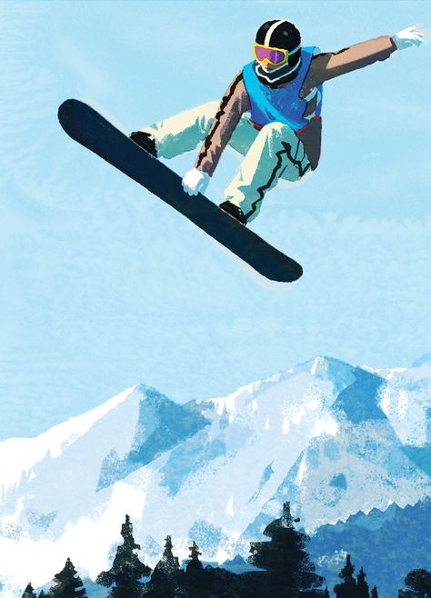 Snowboarding Wallpaper, Ski Stickers, Skiing Illustration, Snowboarding Aesthetic, Snowboard Art, Vintage Ski Posters, Ski Vintage, Snowboard Girl, Ski Art