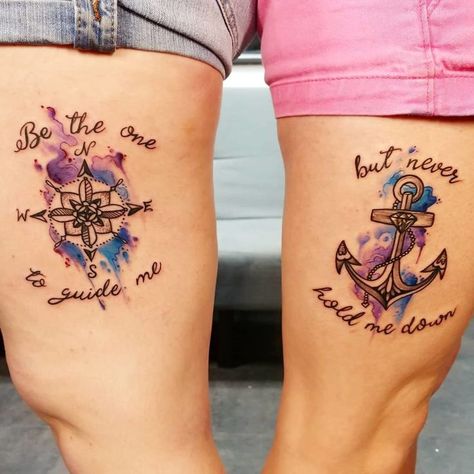 Family Anchor Tattoos, About Best Friend, Anchor Tattoo Meaning, Watercolor Anchor, Couple Tattoos Unique Meaningful, Lower Leg Tattoos, Anchor Tattoo Design, Matching Best Friend Tattoos, Couple Tattoos Unique