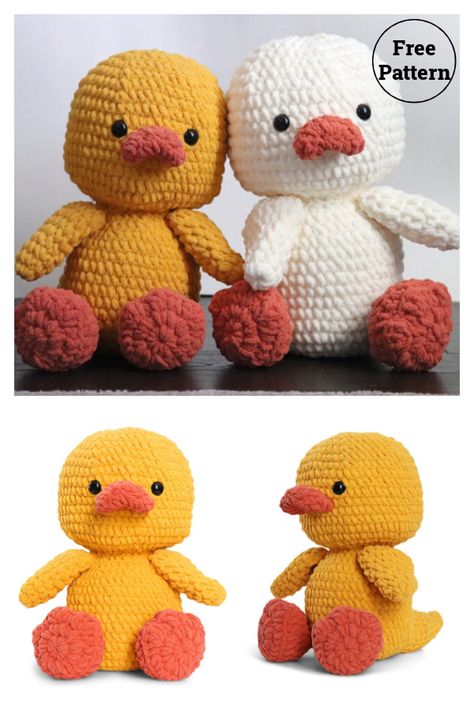 Quackers the Duck Free Crochet Pattern Cute Duck Crochet Pattern Free, Crocheted Duck Free Pattern, Crochet Ducks Free Pattern, How To Crochet A Duck, Free Crochet Lovey Pattern, Crochet Rubber Duck Free Pattern, Free Duck Crochet Pattern, Crocheted Ducks, Beginner Amigurumi Pattern Free