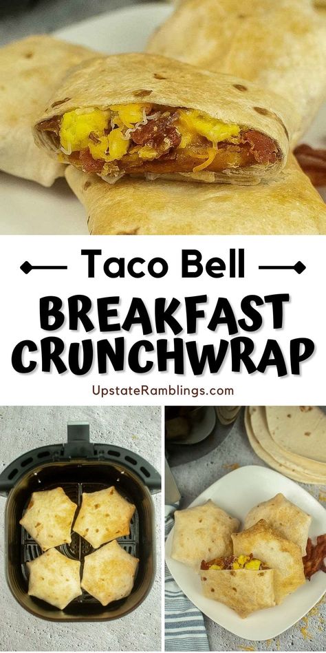 This Taco Bell Crunchwrap copycat recipe features crispy hash browns, savory bacon, and melted cheese, all wrapped up in a crispy tortilla shell. With step-by-step instructions and simple ingredients, you can recreate this beloved breakfast classic in the comfort of your own kitchen. So, whether you're a die-hard Taco Bell fan or just looking for a fun and tasty breakfast idea, this recipe is a must-try! Crunchwrap Copycat, Taco Bell Breakfast Crunch Wrap Sauce, Breakfast Crunchwrap Recipe, Homemade Tacobell Crunchwrap, Taco Bell Breakfast Crunch Wrap, Taco Bell Copycat Crunchwrap Supreme, Crunch Wraps Taco Bell, Breakfast Crunchwrap Taco Bells, Crunch Wrap Supreme Recipe