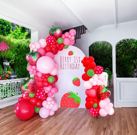 PRICES MAY VARY. 【Cutie strawberry Balloon garland Kit】The 120pcs berry first balloon kit Mix Red，magenta pink baby pink and green balloon,with large mylar strawberry balloons let‘s Celebrate your little one's berry first birthday party 【Reliable Color 】 We insist on real photography，Providing True Color of every single balloons,what you have to do is trust your color insprition and idea. Reliable Consistent Color Balloons to Make your Party Decor Perfect. 【WIDE APPLICATION】- Make your party pop Pink First Birthday Party Theme, Pink Red Garland, Red Pink Green Balloon Garland, Rookie Of The Year First Birthday Fruit, Fruit Ballon Arch, Strawberry Shortcake For Birthday, Berry 1st Bday, Berry First Birthday Balloon Garland, Strawberry And Daisy Birthday