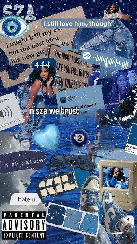 sza wallpaper! #sza#killbill#blue#aesthetic#singer#gorgeous#queen Sza Aesthetic Blue, Sza Aesthetic Wallpaper Blue, Sza Collage Wallpaper, Sza Aesthetic, Aesthetic Names For Instagram, Cool Room Designs, Cute Lockscreens, Iphone Wallpaper Classy, Halloween Wallpaper Iphone