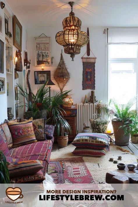 Bohemian Living Room Design (Stunning Inspiration) Living Room Design Boho, Boho Living Room Ideas, Boho Living Room Decor, Chic Spaces, Décor Boho, Bohemian Living Room, Chic Living, Boho Living, Boho Living Room